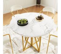 Plaque épaissieTable ronde (80 x 80 x 76 cm), table ronde légère et luxueuse pour 4 - 6 personnes, pour salle à manger et salon, p