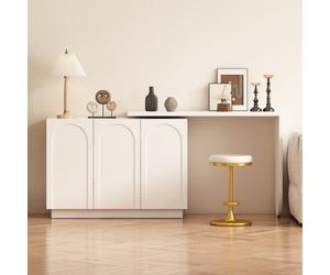 ""Plaque épaissieTable, table d'ordinateur pivotante d'angle en l, bureau, vanité, blanc 110 cm ""