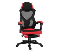 Plaque épaissieVinsetto Chaise de gamer Chaise de bureau ergonomique avec repose-pieds réglable en hauteur Polyester Noir Rouge 58