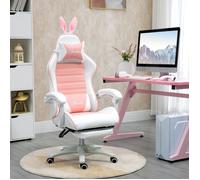 Plaque épaissieVinsetto Gaming Chair Ergonomique Gamer Chair with Lendenwirbel Support, Foot Support, Gaming Chair with Rabbit Ear