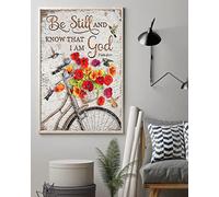 Plaque et affiche vintage en métal | Be Still and Know That I am God Jesus, poster | Dieu | Décoration murale chrétienne Cadeau fantaisie 14 x 20 cm