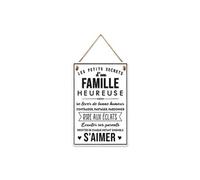 Plaque Famille Heureuse - STC - 20 x 30 cm - Blanc - en métal