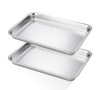 Plaque Four, Lot de 2 Plaques de Cuisson Rectangulaires en Acier Inoxydable, Plaque de Four, Plateau de Cuisson, Plaques de Cuisson en Acier Inoxydable pour La Cuisson, La Friture, 36 X 27 X 2 cm