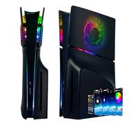 Plaque frontale pour PS5 - Plaques latérales pour console PlayStation 5 Disc Edition - Coque de rechange - Noir - Anti-rayures et anti-poussière - Noir avec LED Slim Disc Edition