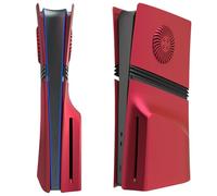 Plaque Frontale pour PS5 Pro, Couvercle Avant Couvercle Arrière avec Event de Refroidissement, Plaques de Remplacement pour Boîtier Etanche à la Poussière (Rouge Édition Disque)