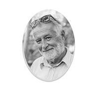 Plaque Funéraire Cadre Photo Personnalisée Plaque en Céramique Ovale pour Vieillard Personnalisée Funéraire Photo Demi-Figure Image DIY Portrait Commémorer pour Vieil Homme Papa Mama Chat Chien