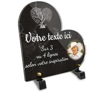 Plaque funéraire Coeur avec Photo Personnalisable en plexi Motif Arbre cœur, différentes Tailles, épaisseur 6mm, personnalisée sur Plusieurs Lignes 15x15 cm