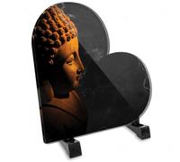 Plaque funéraire Coeur Personnalisable en plexi Motif Bouddha, différentes Tailles, épaisseur 6mm, personnalisée sur Plusieurs Lignes 15x15 cm