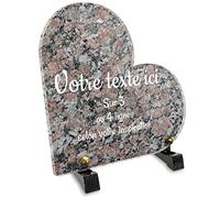 Plaque funéraire Coeur personnalisable en plexi motif Granite 1, différentes tailles, épaisseur 6mm, personnalisée sur plusieurs lignes 15x15 cm