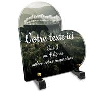 Plaque funéraire Coeur Personnalisable en plexi Motif Paysage Train à Vapeur, différentes Tailles, épaisseur 6mm, personnalisée sur Plusieurs Lignes 15x15 cm