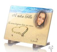 Plaque Funéraire Coeur Personnalisée avec photo Sable - Plaque Funéraire Personnalisable avec Photo sans Inter funéraire - Résistante aux Intempéries et Traitée Anti UV (40x27 cm (grand))