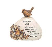 Plaque funéraire en forme de rouge-gorge, cadeau ornemental, gravé avec un verset spécial sympathique | Une pierre de décoration funéraire personnalisée pour vos proches (papa)