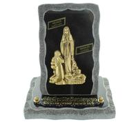 Plaque Funéraire en Granit sur socle avec l'Apparition de Lourdes en bronze 18x20cm