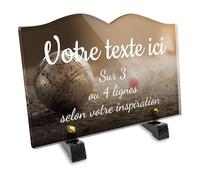 Plaque funéraire Livre personnalisable en plexi motif Boule de pétanque 01, différentes tailles, épaisseur 6mm, personnalisée sur plusieurs lignes 22x15 cm