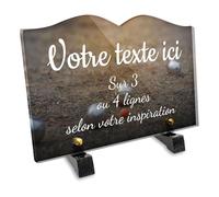 Plaque funéraire Livre Personnalisable en plexi Motif Boule de pétanque 02, différentes Tailles, épaisseur 6mm, personnalisée sur Plusieurs Lignes 22x15 cm