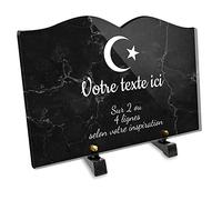 Plaque funéraire Livre Personnalisable en plexi Motif Islam, différentes Tailles, épaisseur 6mm, personnalisée sur Plusieurs Lignes 30x20 cm