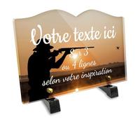 Plaque funéraire Livre Personnalisable en plexi Motif Silhouette de Chasseur 01, différentes Tailles, épaisseur 6mm, personnalisée sur Plusieurs Lignes 22x15 cm