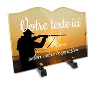 Plaque funéraire Livre personnalisable en plexi motif Silhouette de Chasseur 02, différentes tailles, épaisseur 6mm, personnalisée sur plusieurs lignes 30x20 cm