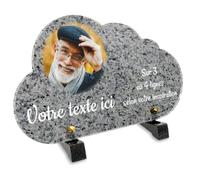 Plaque funéraire Nuage avec Photo Personnalisable en plexi Motif Granite 2, différentes Tailles, épaisseur 6mm, personnalisée sur Plusieurs Lignes 25x15 cm