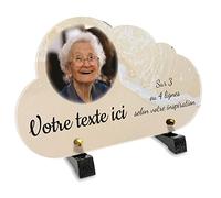 Plaque funéraire Nuage avec photo personnalisable en plexi motif Plage, différentes tailles, épaisseur 6mm, personnalisée sur plusieurs lignes 25x15 cm