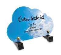 Plaque funéraire Nuage Personnalisable en plexi Motif Ciel Bleu et Nuages, différentes Tailles, épaisseur 6mm, personnalisée sur Plusieurs Lignes 20x12 cm