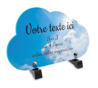 Plaque funéraire Nuage Personnalisable en plexi Motif Ciel Bleu et Nuages, différentes Tailles, épaisseur 6mm, personnalisée sur Plusieurs Lignes 25x15 cm