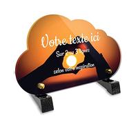 Plaque funéraire Nuage personnalisable en plexi motif Cœur avec les mains et coucher de soleil, différentes tailles, épaisseur 6mm, personnalisée sur plusieurs lignes 20x12 cm