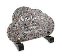 Plaque funéraire Nuage personnalisable en plexi motif Granite 1, différentes tailles, épaisseur 6mm, personnalisée sur plusieurs lignes 20x12 cm