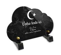 Plaque funéraire Nuage personnalisable en plexi motif Islam, différentes tailles, épaisseur 6mm, personnalisée sur plusieurs lignes 20x12 cm