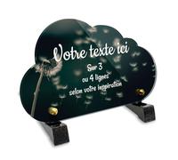 Plaque funéraire Nuage Personnalisable en plexi Motif Pissenlit, différentes Tailles, épaisseur 6mm, personnalisée sur Plusieurs Lignes 20x12 cm