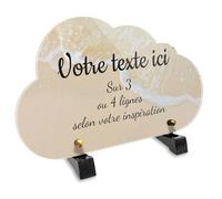 Plaque funéraire Nuage personnalisable en plexi motif Plage, différentes tailles, épaisseur 6mm, personnalisée sur plusieurs lignes 25x15 cm