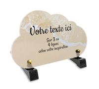 Plaque funéraire Nuage personnalisable en plexi motif Plage, différentes tailles, épaisseur 6mm, personnalisée sur plusieurs lignes 20x12 cm