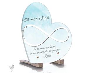 Plaque Funéraire Personnalisable Coeur Infini - Plaque Funéraire avec texte Personnalisé sans Inter funéraire en Altuglass - Résistante aux Intempéries et Traitée Anti UV (21x21 cm (Petit))