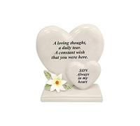Plaque funéraire personnalisée avec double cœur | Cadeau pour tombe dans la mémoire de vos proches décédés (fils)