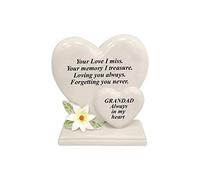 Plaque funéraire personnalisée avec double cœur | Cadeau pour tombe dans la mémoire de vos proches décédés (grand-père)