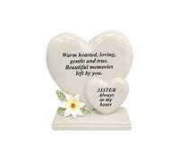 Plaque funéraire personnalisée avec double cœur | Cadeau pour tombe dans la mémoire de vos proches décédés (Sister)