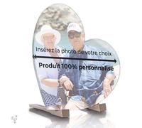 Plaque Funéraire Personnalisée Coeur - Photos et Textes 100% Personnalisables - Plaque Funéraire en Altuglass - Résistante aux Intempéries et Traitée Anti UV (25x25 cm (standard))