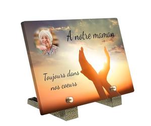 Plaque Funéraire Personnalisée - Photo et Textes personnalisable - Plaque Tombe Commémorative Plexiglas Incassable - Décoration Cimetière Hommage - Fabrication Française - Taille 30x20 cm