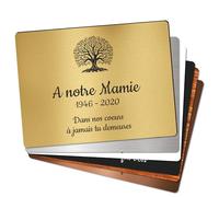 Plaque Funéraire Personnalisée - Plaque Gravée, Plaque Arbre de vie, Plaque Columbarium - Texte personnalisé 1 à 3 lignes, Or Brossé (Moyen (15x11,25 cm))
