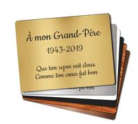 Plaque Funéraire Personnalisée - Plaque Gravée Plaque Columbarium - Texte personnalisé 1 à 3 lignes, Or Brossé (Standard (20x15 cm))