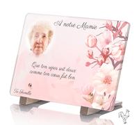Plaque Funéraire Personnalisée Rectangle Cerisier - Thème Fleurs - Plaque Funéraire personnalisable avec photo et texte - Résistante aux Intempéries et Traitée Anti UV (40x27 cm (grand))