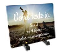 Plaque funéraire Rectangle Personnalisable en plexi Motif Chasseur et Chiens de Chasse, différentes Tailles, épaisseur 6mm, personnalisée sur Plusieurs Lignes 30x20 cm