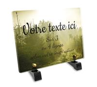 Plaque funéraire Rectangle Personnalisable en plexi Motif Forêt de Sapin Chasse, différentes Tailles, épaisseur 6mm, personnalisée sur Plusieurs Lignes 20x15 cm