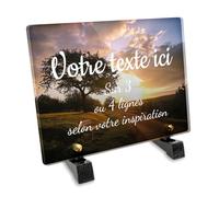 Plaque funéraire Rectangle personnalisable en plexi motif Paysage avec arbre et banc, différentes tailles, épaisseur 6mm, personnalisée sur plusieurs lignes 20x15 cm