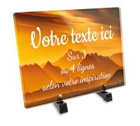 Plaque funéraire Rectangle personnalisable en plexi motif Paysage montagne désertique, différentes tailles, épaisseur 6mm, personnalisée sur plusieurs lignes 30x20 cm