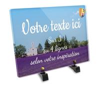 Plaque funéraire Rectangle personnalisable en plexi motif Régional Champs de Lavande en Provence, différentes tailles, épaisseur 6mm, personnalisée sur plusieurs lignes 30x20 cm