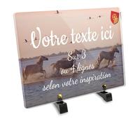 Plaque funéraire Rectangle Personnalisable en plexi Motif Régional Chevaux de Camargue, différentes Tailles, épaisseur 6mm, personnalisée sur Plusieurs Lignes 30x20 cm