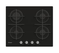 CANDY Plaque gaz CDK6KB, 4 foyers gaz, Verre trempé, grilles fonte