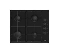Plaque Gaz HIBG64120SB 7900W 44dB Arrêt Automatique 4 Foyers Verre Noir