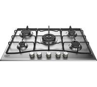 Hotpoint PCN 752 T/IX/HA Noir, Acier inoxydable Intégré 75 cm Gaz 5 zone(s)